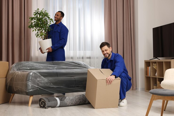 male-movers-with-cardboard-box-plant-new-house_1339860-3371